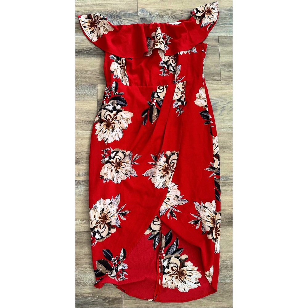 Brand New! Off The Shoulder Red Floral Dress